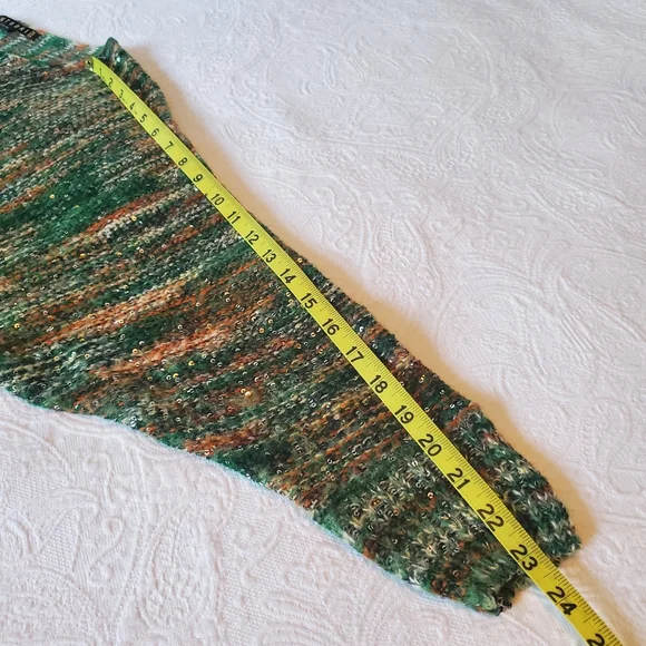 EUC Santoori Green & Tan Sequin Oversized Sweater - Picture 7 of 10